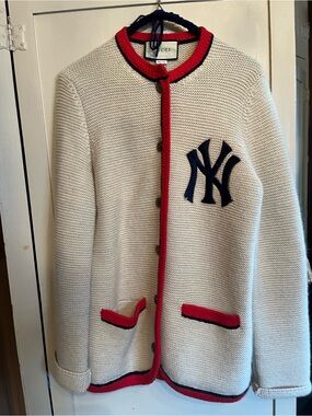 Gucci Cream Sweater with Red & Navy Edge Trim